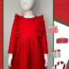 bawelniana sukienka z tiulem w brokatowe kropki czerwona wzor
