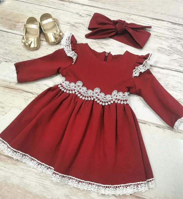 bordowa sukienka dla niemowlaka