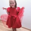 Wizytowa czerwona sukienka z perełkami dla dziewczynki