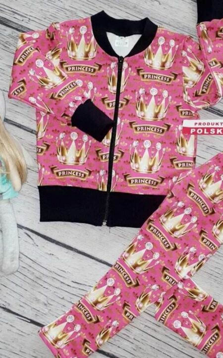 Komplet bawełniany w korony dla dziewczynki