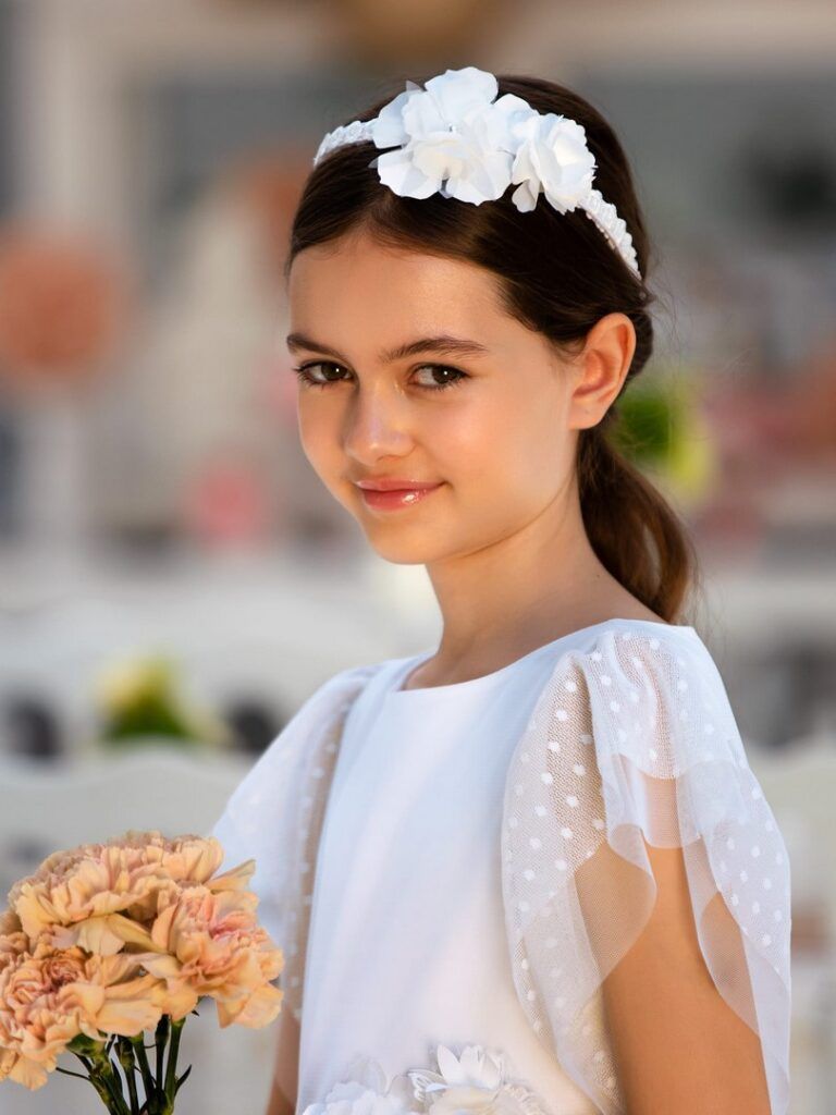 Opaska ecru z kwiatami