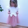 sukienka rożowo-biała z perełkami