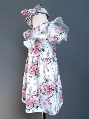 sukienka w kwiaty z opaska dla niemowlaka