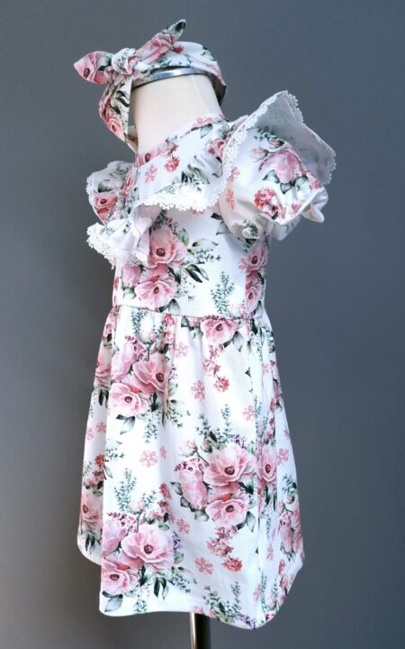 Sukienka w kwiaty z opaską dla niemowlaka