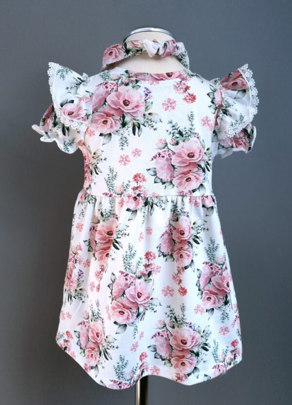 sukienka w kwiatki z opaska niemowlak tyl scaled 2