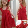 szyfonowa czerwona sukienka kropki modelka mix