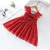 szyfonowa czerwona sukienka kropki tyl
