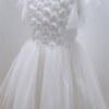 Biała sukienka z kwiatkami 3d, dla dziewczynki na przyjęcia.