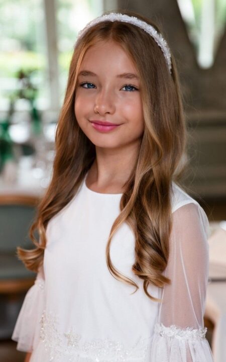 Biała opaska komunijna z delikatnej taśmy