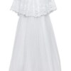 biala romantyczna sukienka do komunii wykonana z koronki przod