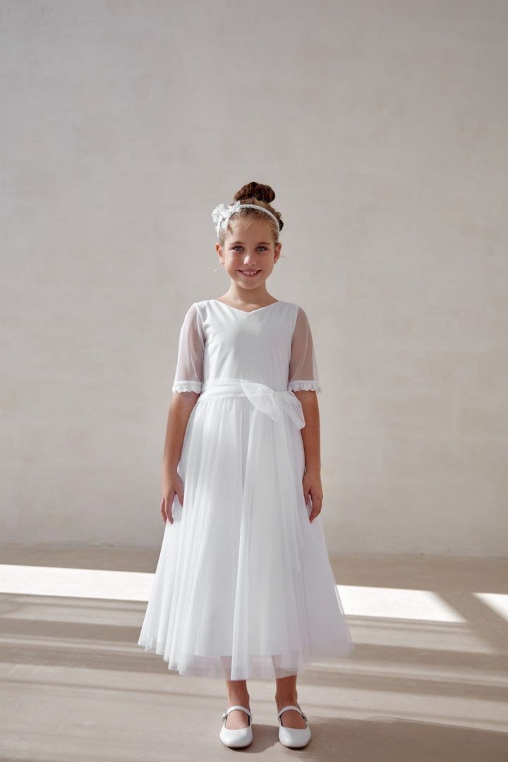 Suknia na komunię do kostek, kolor biały