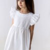 biala sukienka falowane rekawy zakardowa bawelna