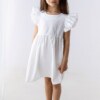 biala sukienka falowane rekawy zakardowa bawelna modelka