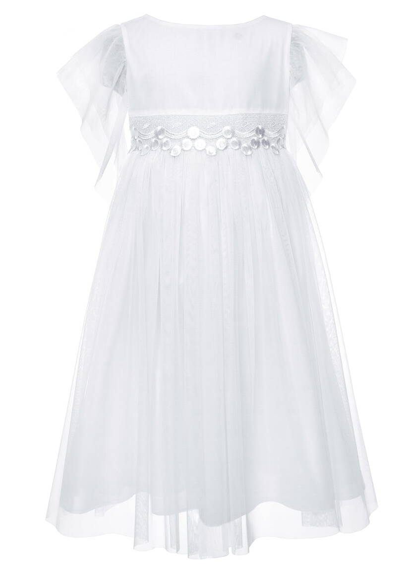 biala sukienka tiulowa dla dziewczynki na komunie