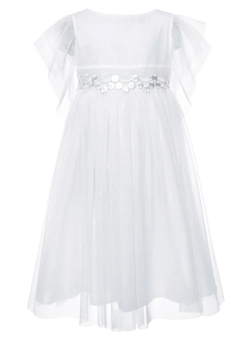 biala sukienka tiulowa dla dziewczynki na komunie