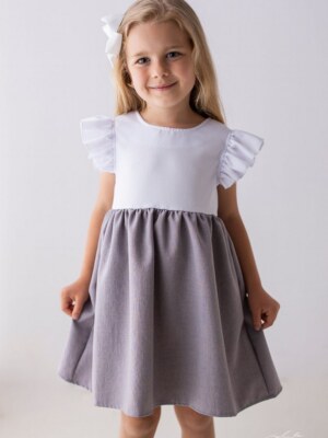 biało-szara sukienka galowa dla dziewczynki.