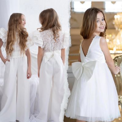 Biały strój na wesele dla dziewczynki