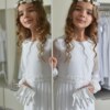 dluga biala szyfonowa suknia dla dziewczynki modelka