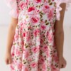 sukienka bawelniana kwiaty tiulowe rekawki print roze
