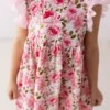 sukienka bawelniana kwiaty tiulowe rekawki print roze