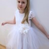 sukienka biala tiulowa kwiat w pasie dla dziewczynki 128 158