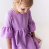 Bawełniana, wizytowa sukienka w kolorze liliowym, dla dziewczynki.