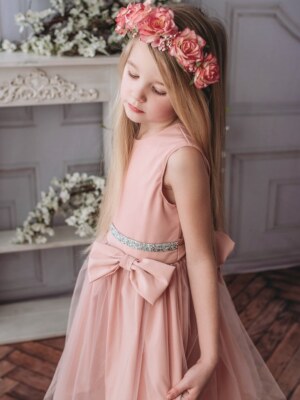 Rożowa sukienka bez rękawów, dla dziewczynki.