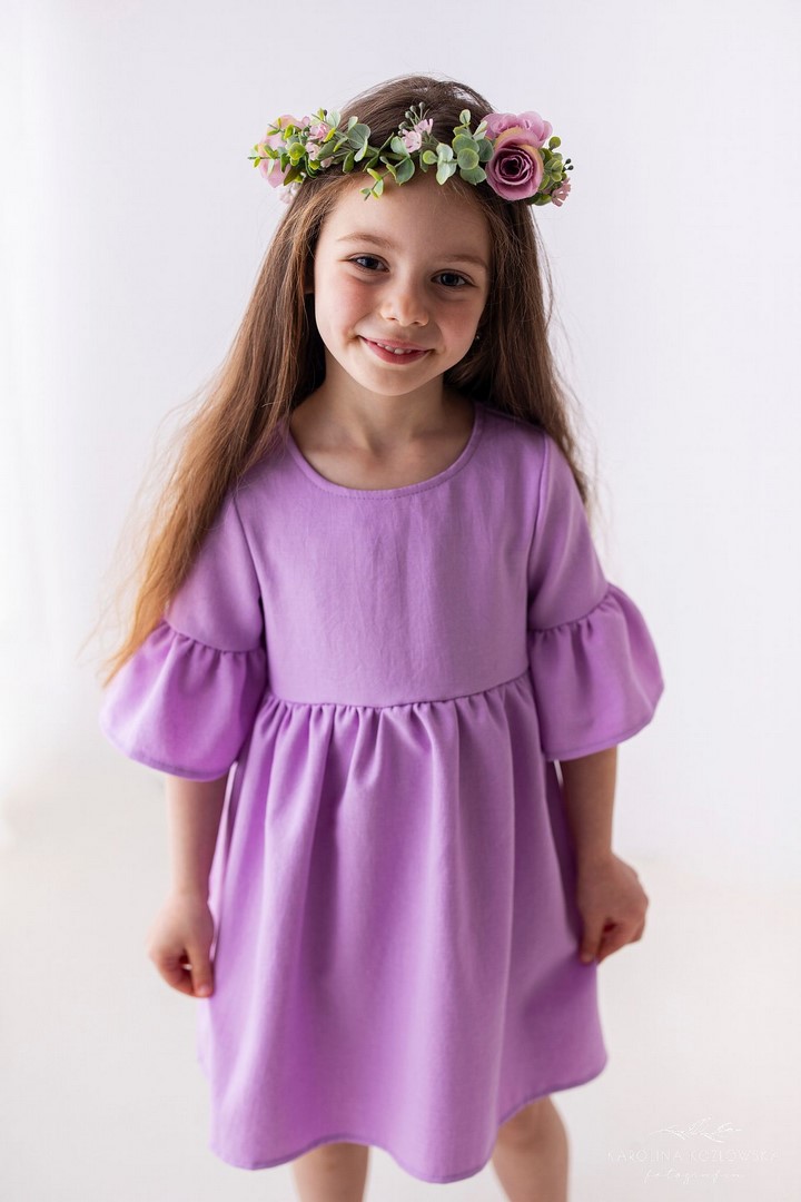 sukienka wizytowa dla dziewczynki w kolorze liliowym