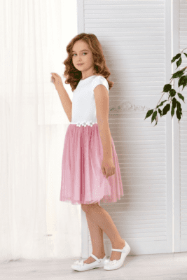 Sukienka wizytowa z różowym tiulem