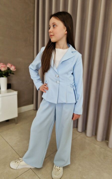Niebieski,wizytowy garnitur dla dziewczynki
