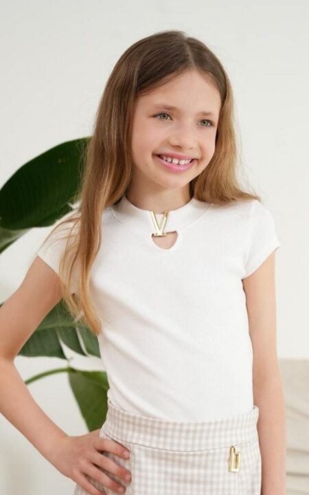 Bluzka z prązka ze złotą aplikacją