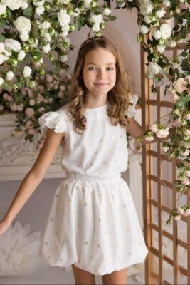 bluzka w złote kropki dla dziewczynki