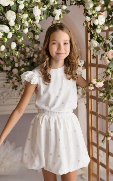 bluzka w złote kropki dla dziewczynki