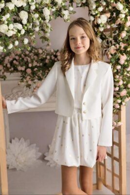 Żakiet ecru dwa guziki