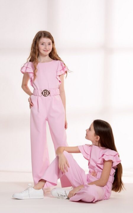 Rózowy kombinezon wizytowy dla dziewczynki