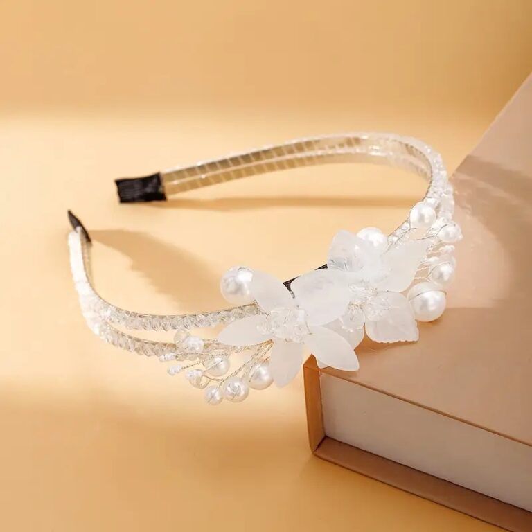 opaska z kryształowymi kwiatami