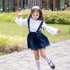 Granatowa spódniczka z szelkami