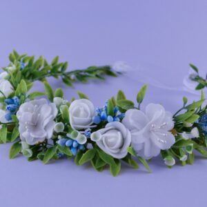 Wianek boho, regulowany z niebieskimi dodatkami