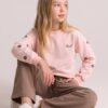 Bawełniany komplet - bluza z wyszywanymi kwiatkami